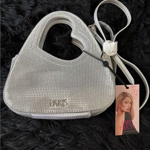 Paris Hilton Silver Heart-Shaped Shoulder Bag